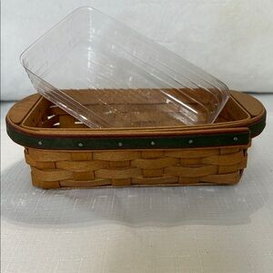 Longaberger Christmas Basket with Green and Red Accent strip and Insert
